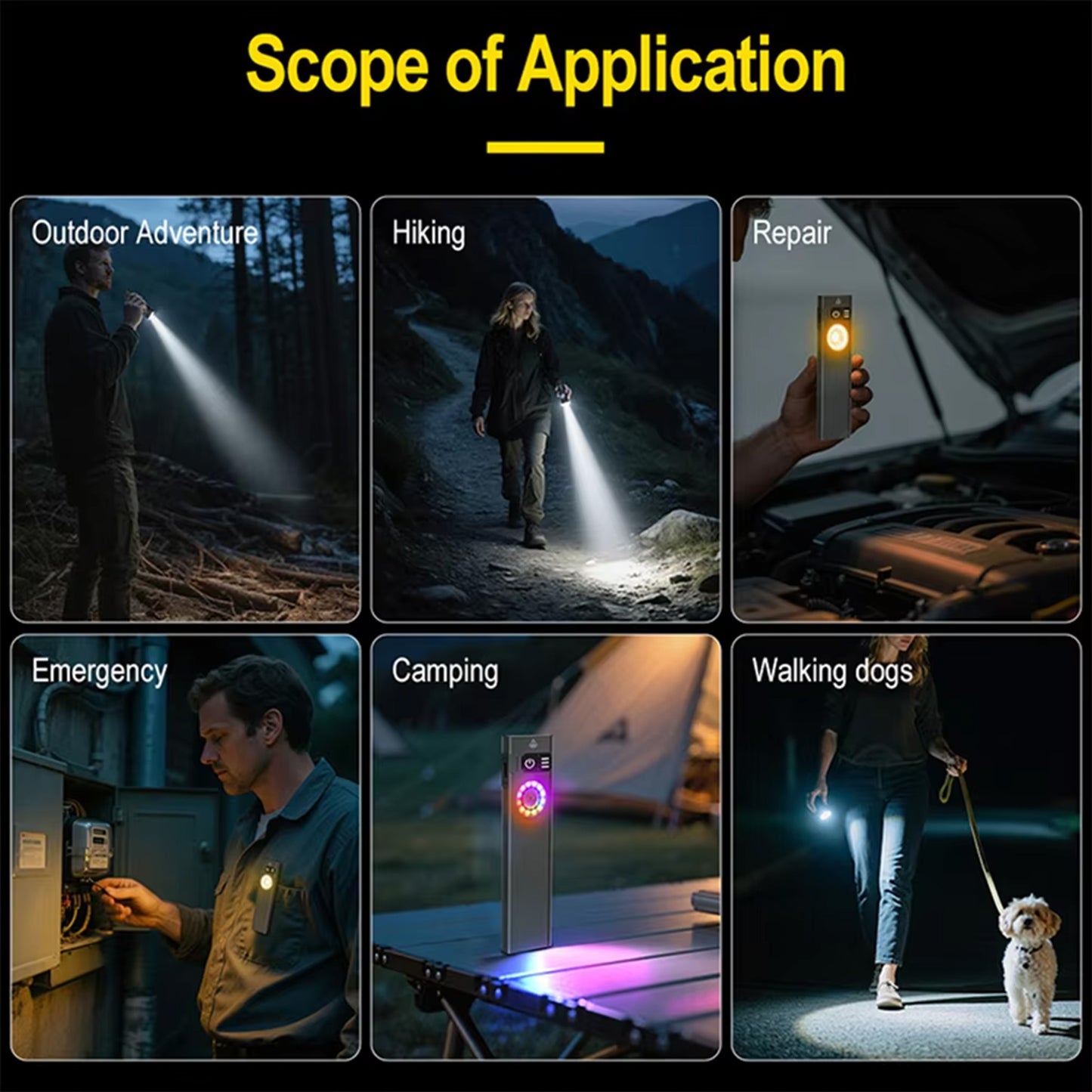 Ultra‑Slim EDC LED Flashlight, Dual‑Switch Color Side Light, Bottom Magnetic Base & Pocket Clip, Type‑C Rechargeable Handheld Torch for Daily Carry Camping Emergency