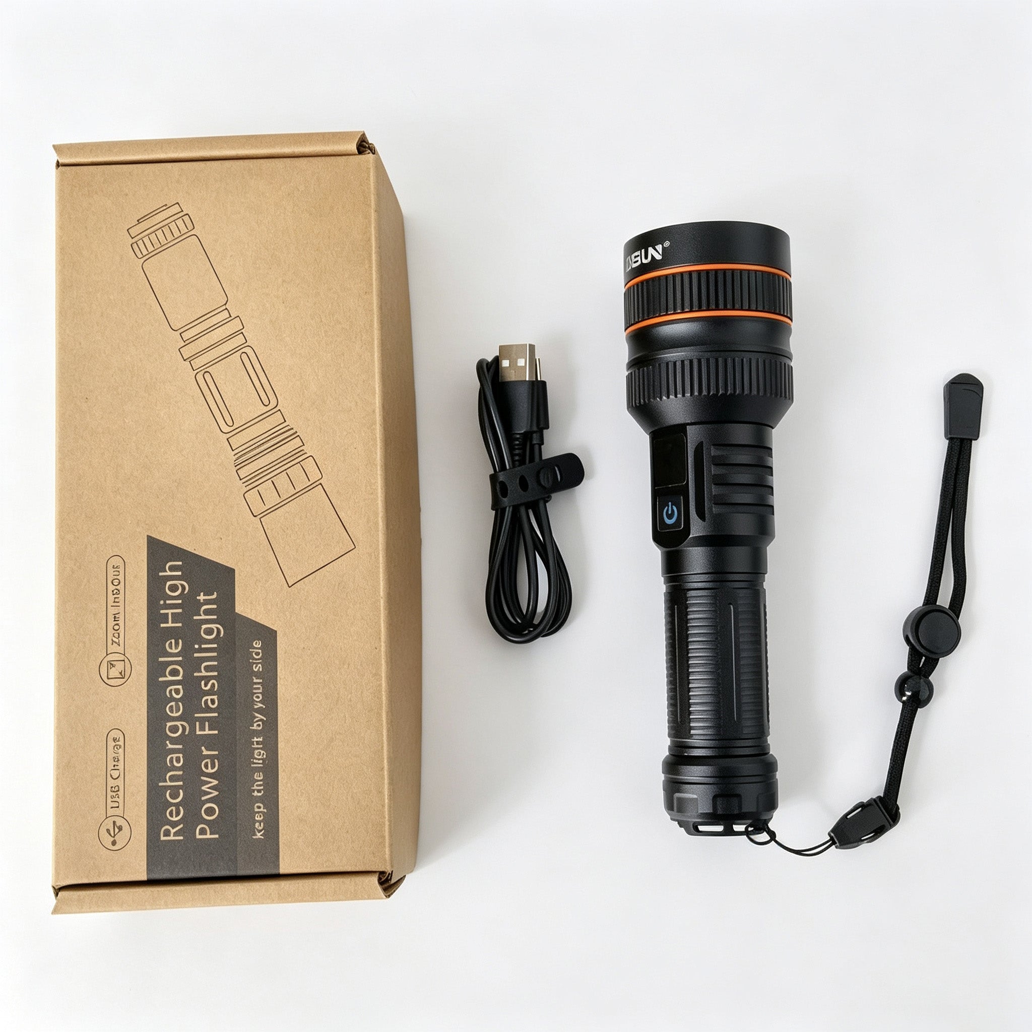 Kensun 26650 Zoom Flashlight | Digital Power Display & Long Range