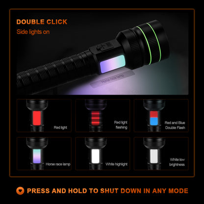 KENSUN Telescopic Zoom Long Range LED Flashlight, Rechargeable 26800 Parallel Battery Pack Tactical Torch