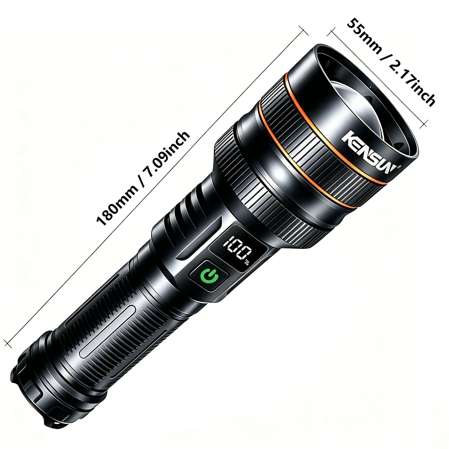 KENSUN Super Bright Long Range Torch, Zoom Focus, Digital Power Displa – Kensun Outdoor Lights