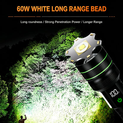 KENSUN Telescopic Zoom Long Range LED Flashlight, Rechargeable 26800 Parallel Battery Pack Tactical Torch