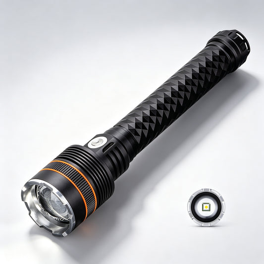 KENSUN Handheld Zoomable Rechargeable LED Torch, Aluminum Flashlight Built with High Capacity Battery for Camping, Fishing & Night Exploration