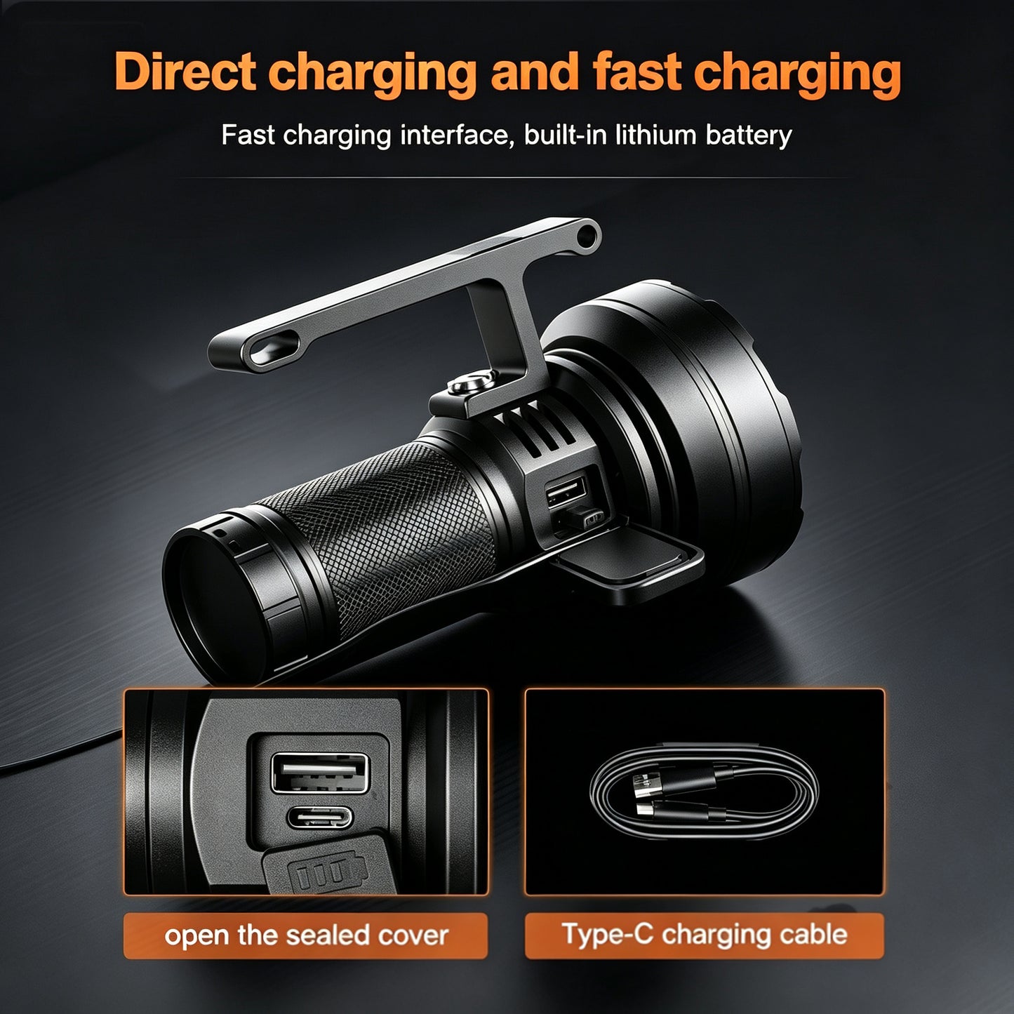 KENSUN Ultra Bright 10000LM Searchlight, 30 XT45 LED Rechargeable Handheld Flashlight, Waterproof Aluminum Torch for Camping & Emergency