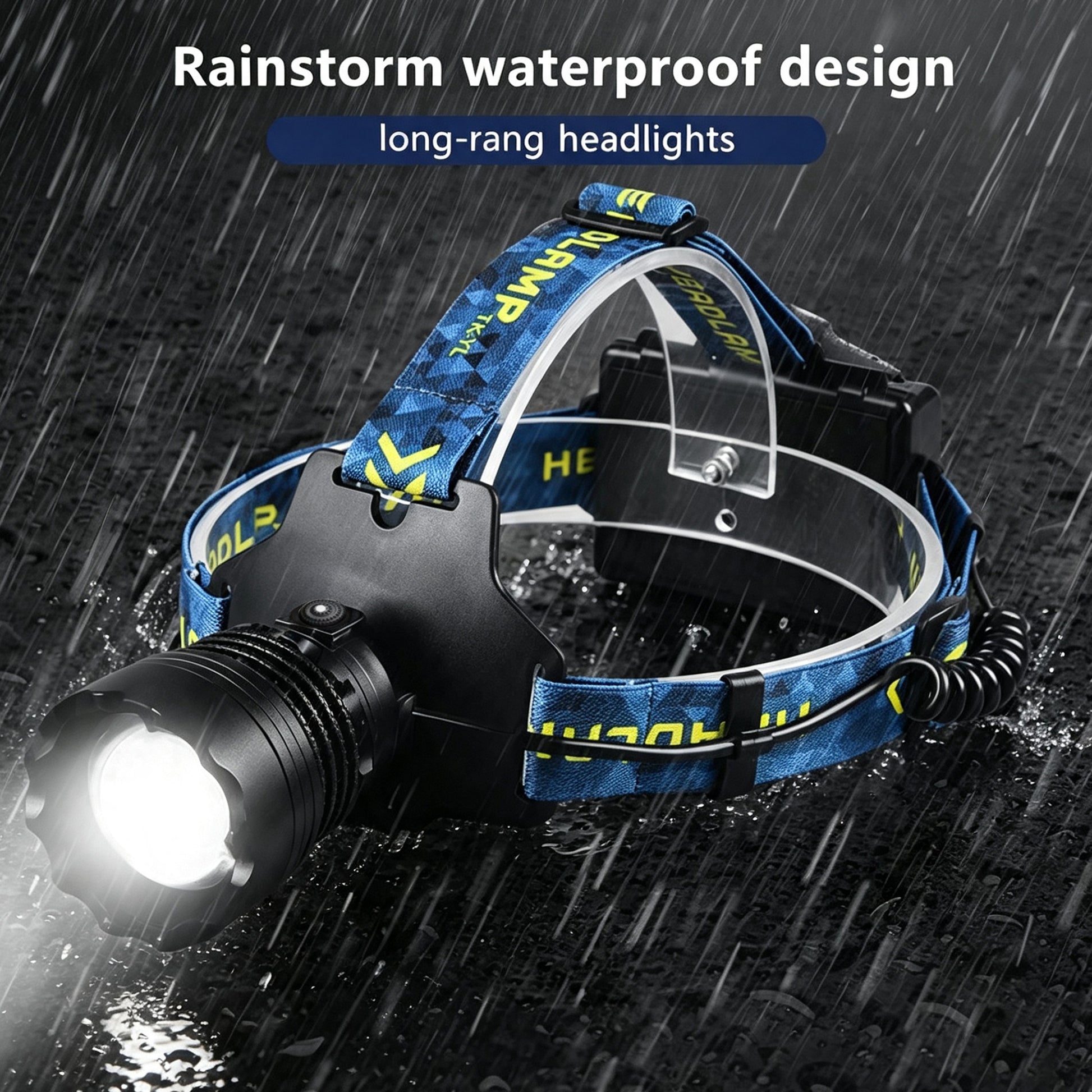 KENSUN T02 headlamp rain‑proof test, daily waterproof for light rain outdoor environment