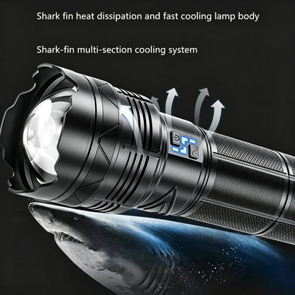 Shark‑fin multi‑section cooling system, heat dissipation design for long‑time high brightness flashlight