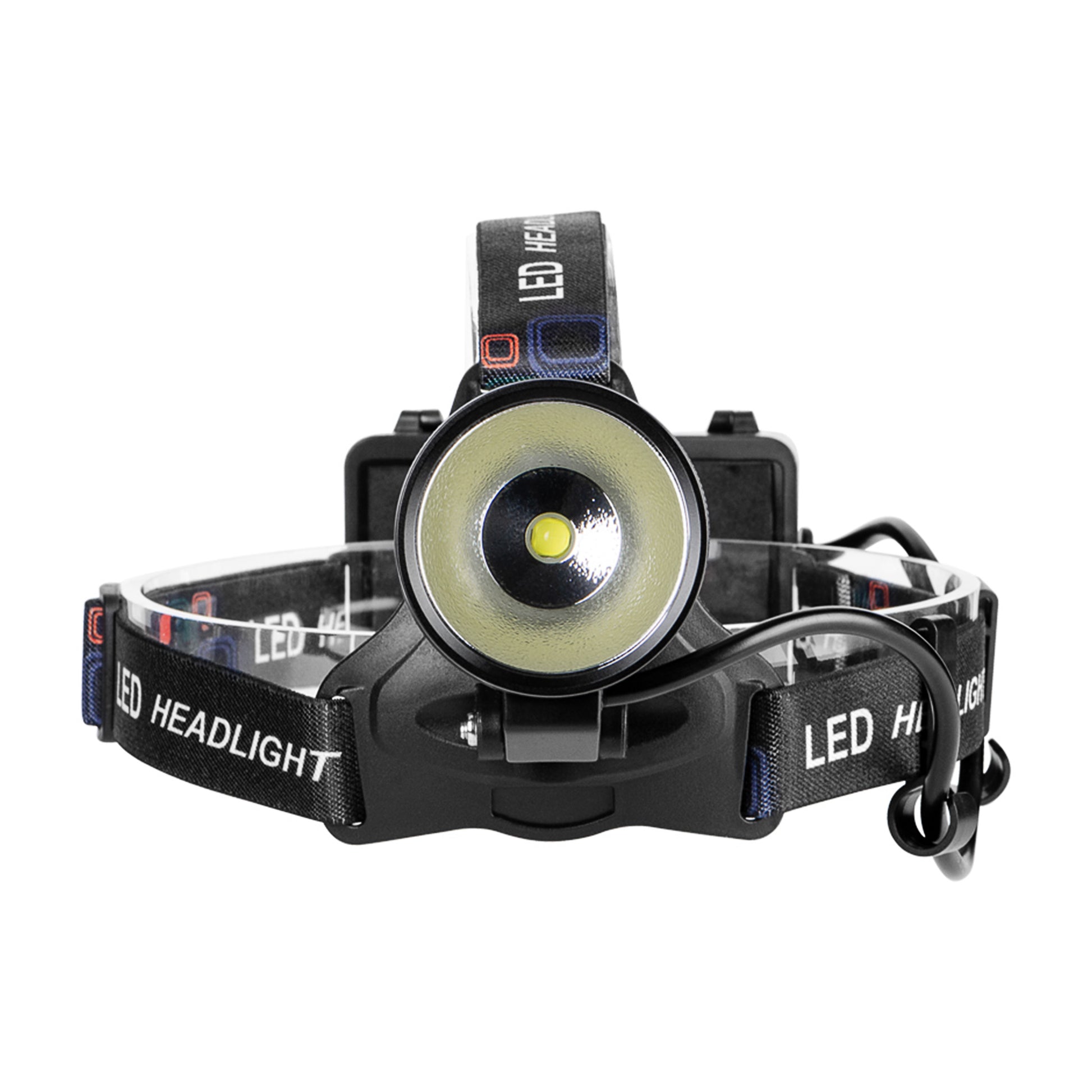 KENSUN LED headlamp close‑up view, large reflector cup for bright long‑range outdoor lighting