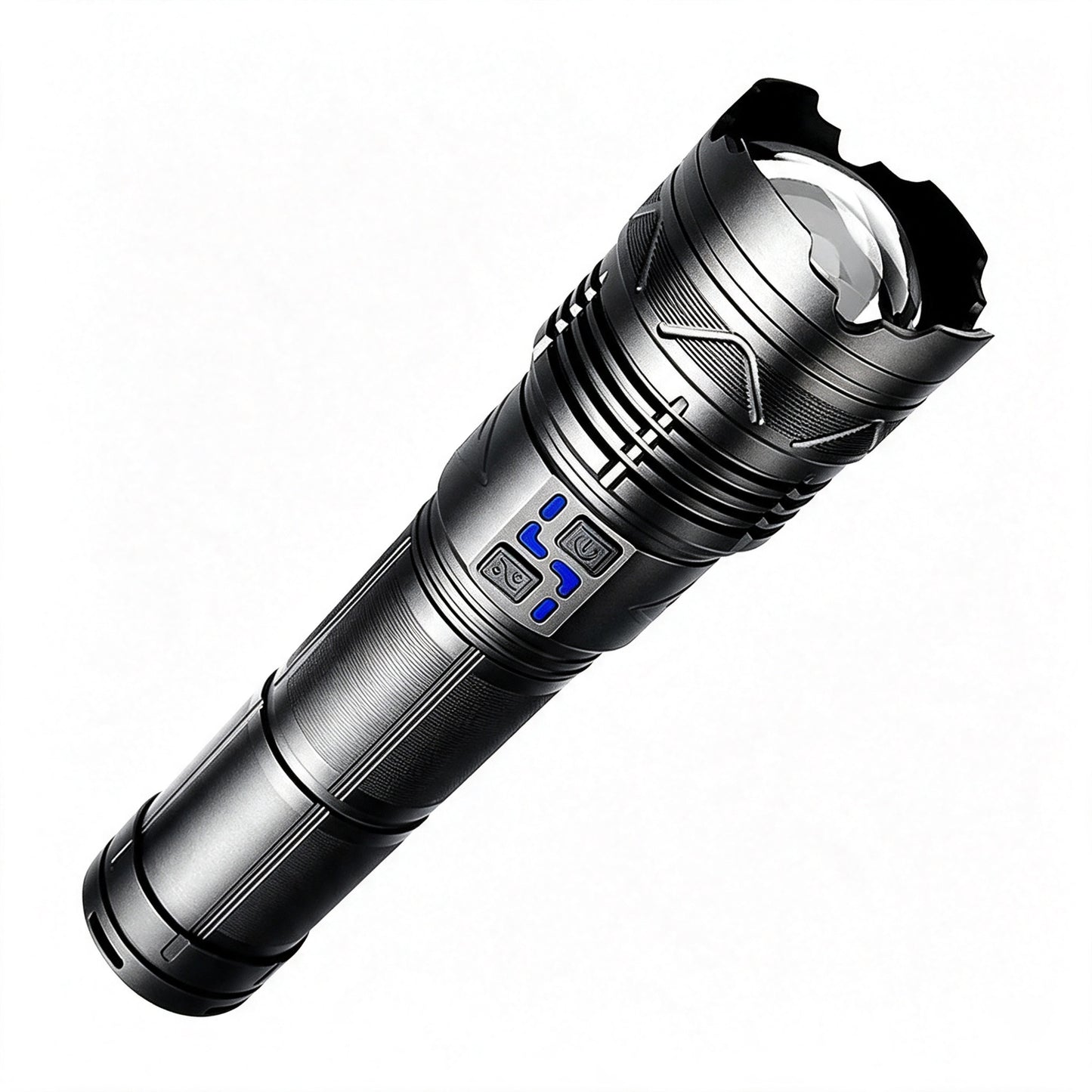 KENSUN long‑range rechargeable LED flashlight heavy‑duty aluminum alloy torch white background