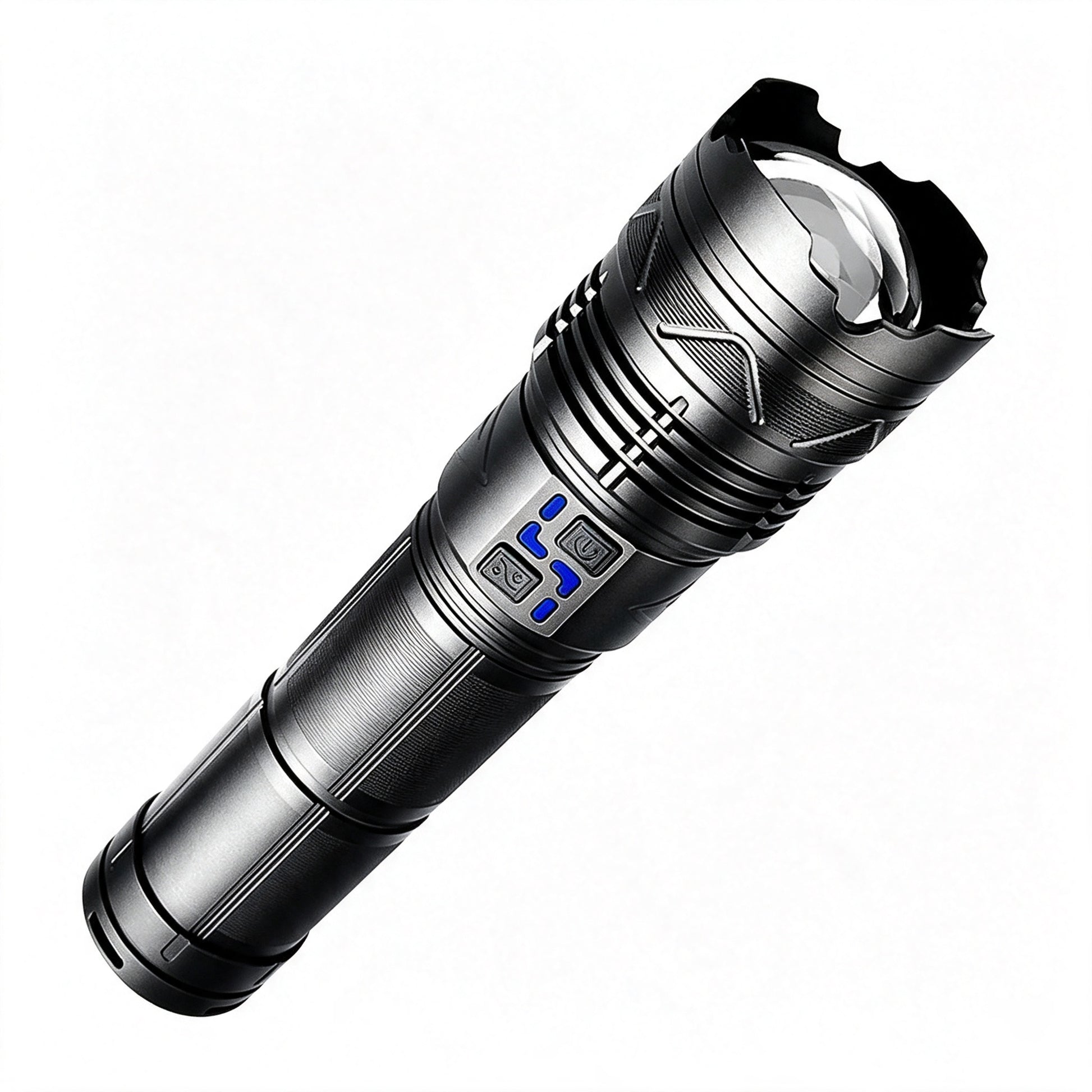 KENSUN long‑range rechargeable LED flashlight heavy‑duty aluminum alloy torch white background
