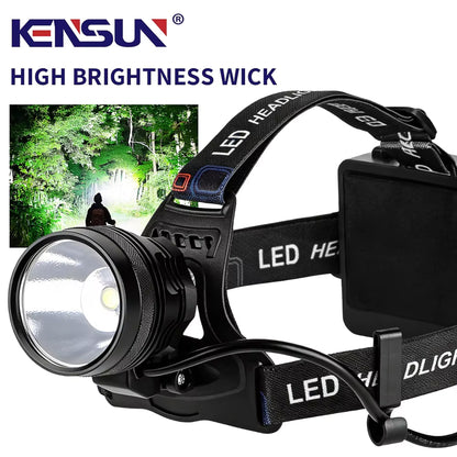 KENSUN LED headlamp real‑world night illumination test, bright long‑range head torch for outdoor adventure