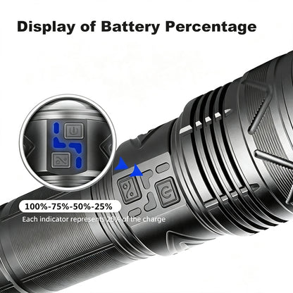 KENSUN flashlight real‑time battery percentage indicator, power level display on control panel