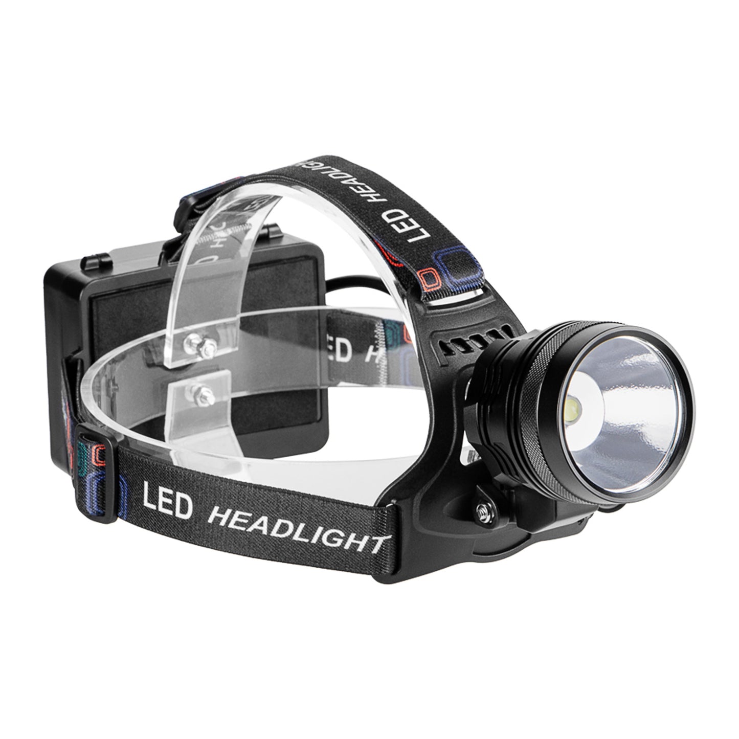 KENSUN LED headlamp side view, durable adjustable head strap for fishing hiking camping