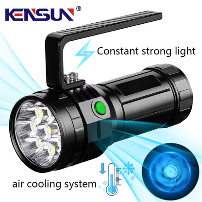 Kensun 40000 Lumens Rechargeable Searchlight Flashlight with Smart Fan Cooling