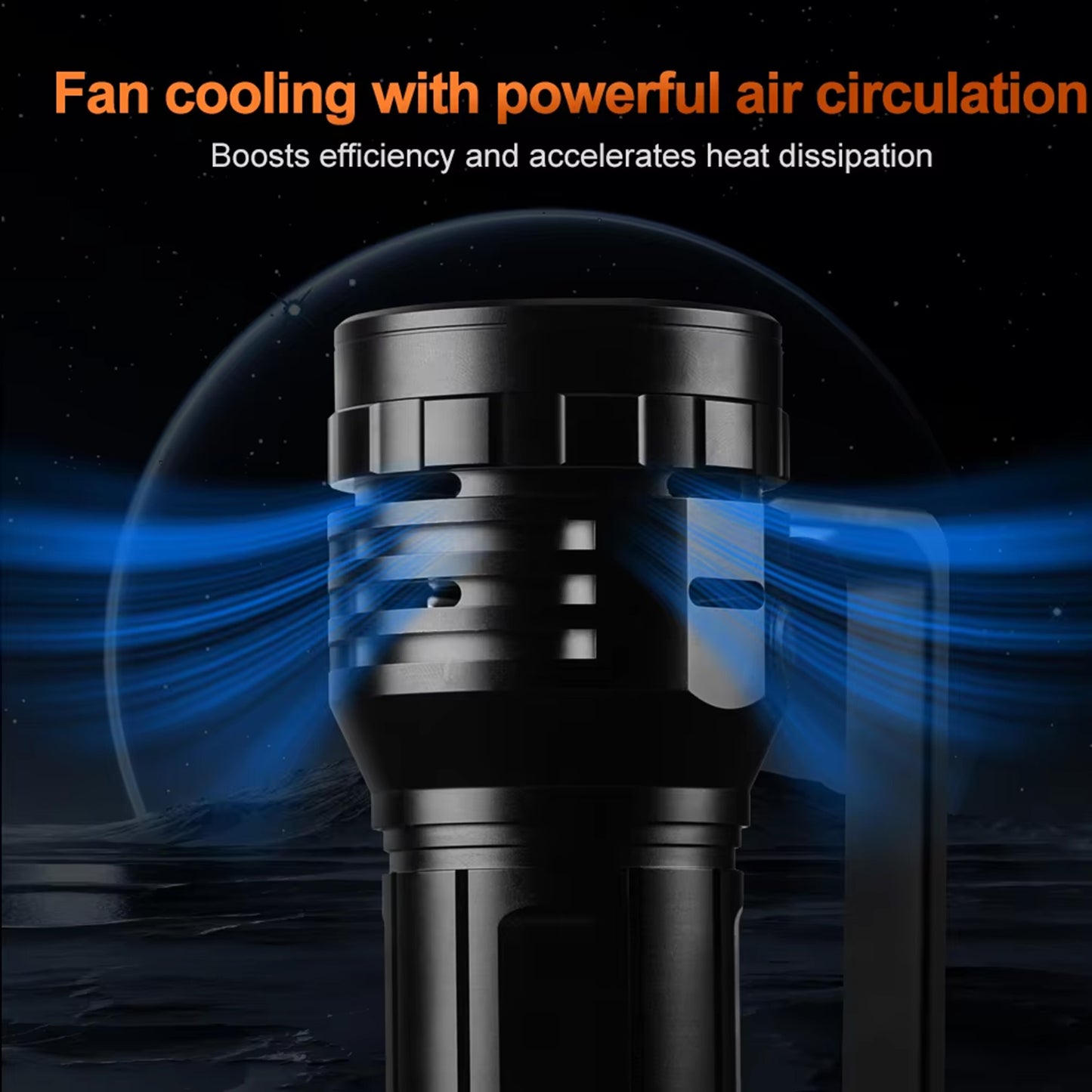 Kensun 40000 Lumens Rechargeable Searchlight Flashlight with Smart Fan Cooling