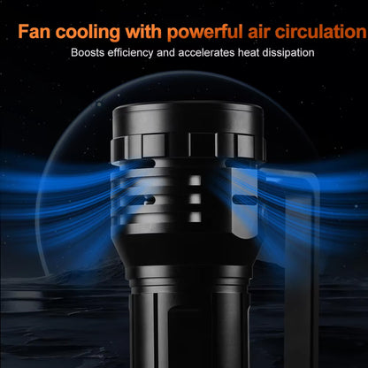 Kensun 40000 Lumens Rechargeable Searchlight Flashlight with Smart Fan Cooling