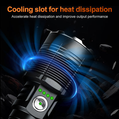 Precision cooling slots for heat dissipation, KENSUN TK‑006 rechargeable tactical flashlight
