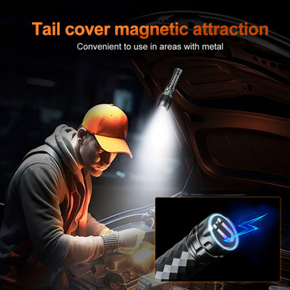Magnetic tail cap flashlight, hands‑free working light for vehicle repair and maintenance
