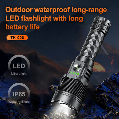 KENSUN TK‑006 flashlight outdoor long‑range beam, IP65 water resistant for camping
