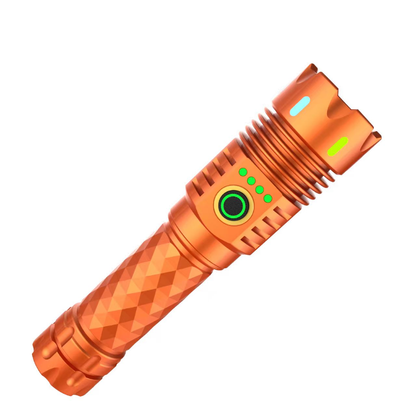 4 LED High Power Tactical Flashlight with Intense Focused Beam, USB Rechargeable Outdoor Torch