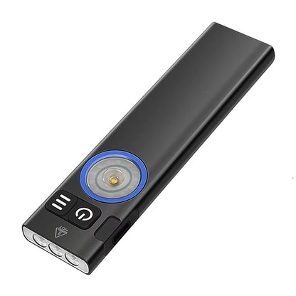 Ultra‑Slim EDC LED Flashlight, Dual‑Switch Color Side Light, Bottom Magnetic Base & Pocket Clip, Type‑C Rechargeable Handheld Torch for Daily Carry Camping Emergency